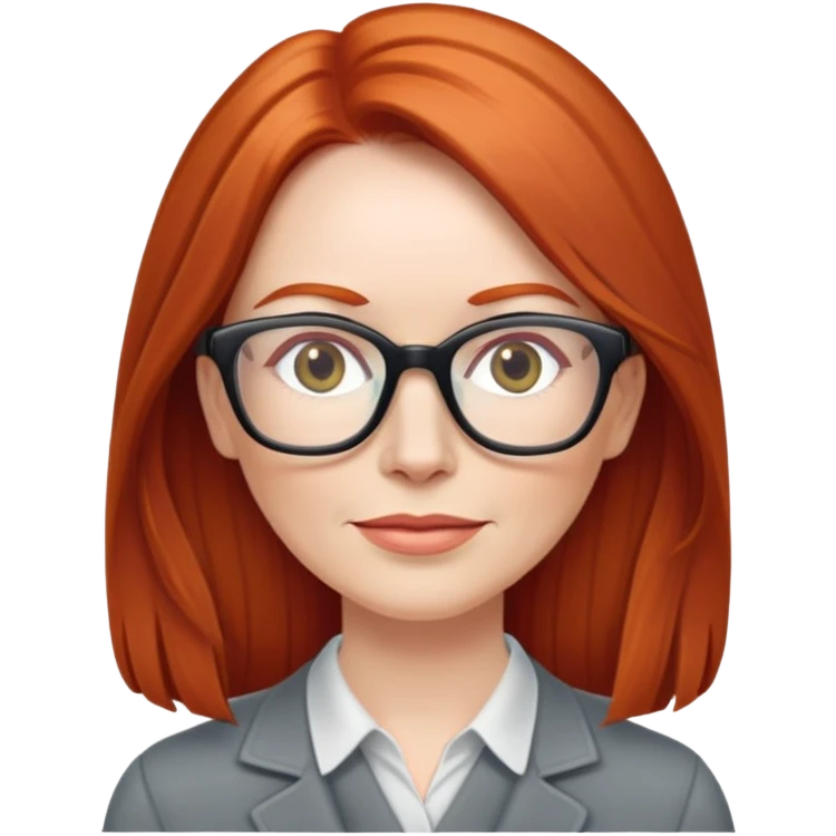 middle age Red head long straight hair pale skin wearing glasses emoji