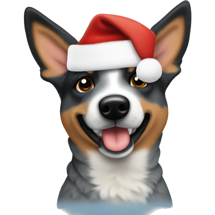 blue heeler wearing a santa hat emoji