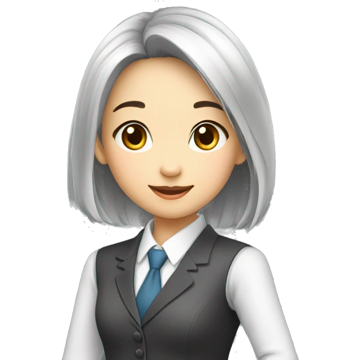 A young girl,Wear professional attire，Bust，Asian，Welcome gestures emoji