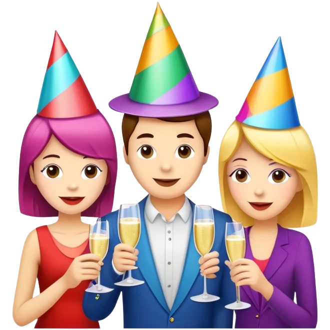 Wedding party guests celebrating with cannabis, colorful cartoon style emoji