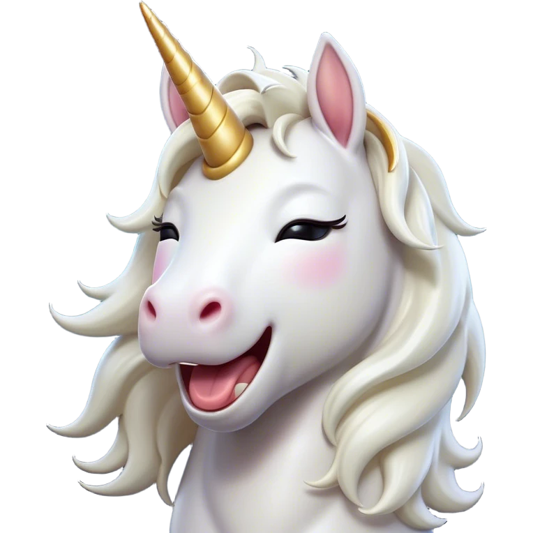 Cinematic Cute Yawning White Unicorn Portrait Emoji, Head tilted slightly with a dramatic, wide-open yawn, showcasing a softly elegant form with a gently cascading mane, a subtly glowing horn and sleepy, half-closed eyes, Simplified yet irresistibly adorable features, highly detailed, glowing with a soft, cozy magical glow, high shine, relaxed yet expressive, stylized with a dash of whimsical enchantment, soft glowing outline, capturing the essence of a drowsy yet affectionate white unicorn that appears ready to stretch and yawn its way out of the screen! emoji