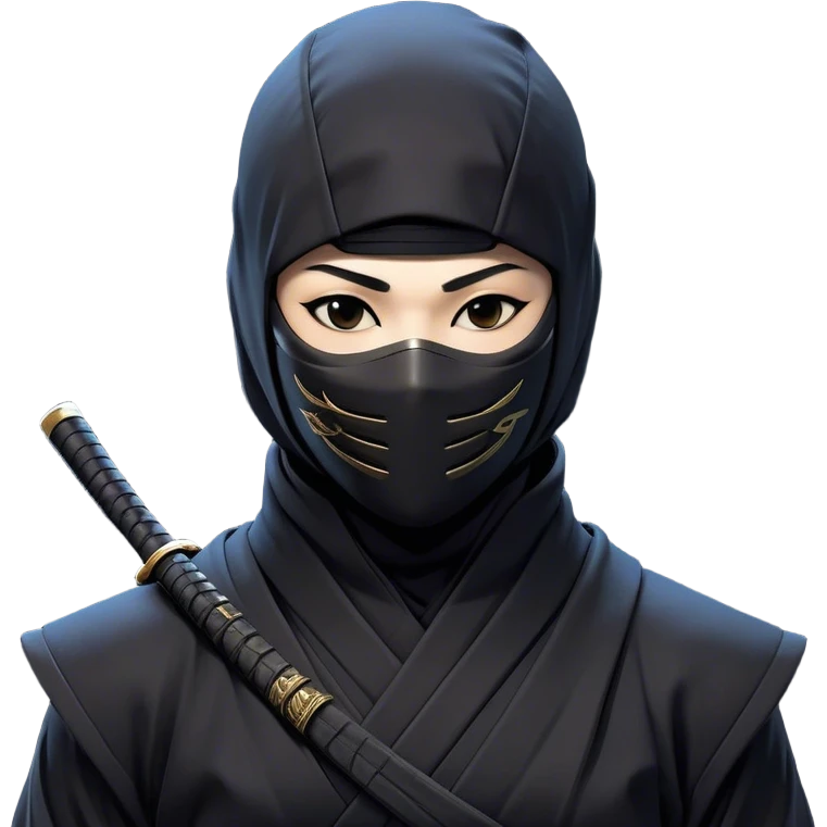 Clash of Clans aesthetic: Beautiful and Majestic Ninja Portrait Emoji, Rendered in serene poise with a gentle, confident smile and a refined masked visage, showcasing a sleek, artfully poised figure exuding calm and determined elegance in natural skin tone, Simplified yet exquisitely endearing features, highly detailed, glowing with a soft, drowsy nocturnal light, high shine, relaxed and utterly noble, stylized with an air of timeless stealth, soft glowing outline, capturing the essence of a majestic ninja whose graceful presence inspires epic covert adventures! emoji