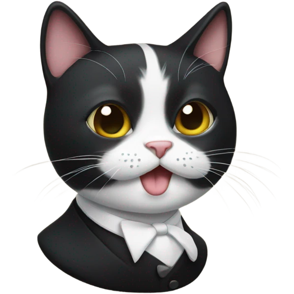 Tuxedo cat with mustache  emoji