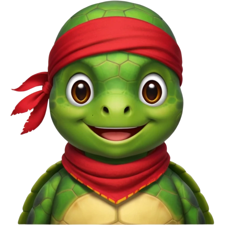 turtle wearing a red pirate scarf emoji