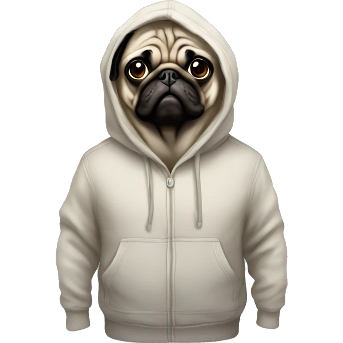 Pug wearing a hoodie emoji