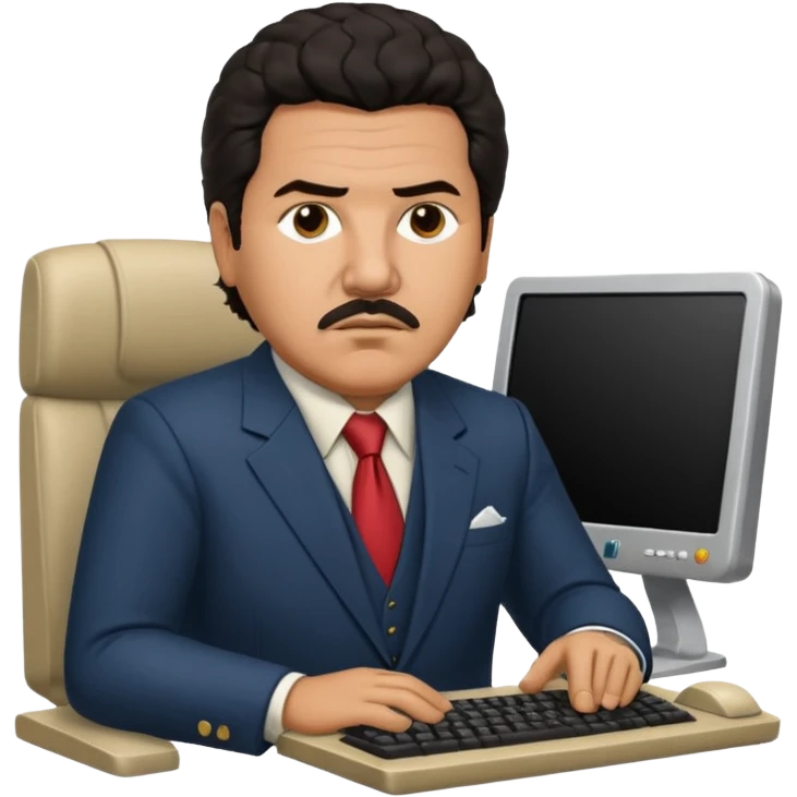 drug lord Pablo escobar using computer emoji