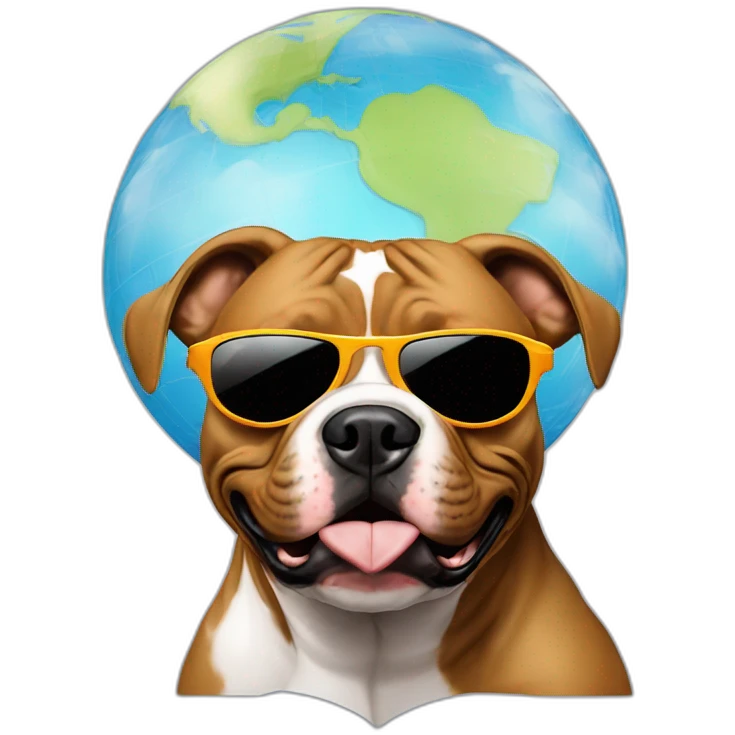 Pitbull Armando Christian Pérez wearing sunglasses with globe in background emoji