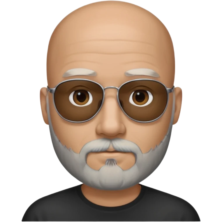 Bald man, wearing black opaque sunglasses, gray goatee beard emoji