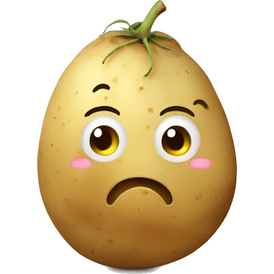 Potato with shy face emoji