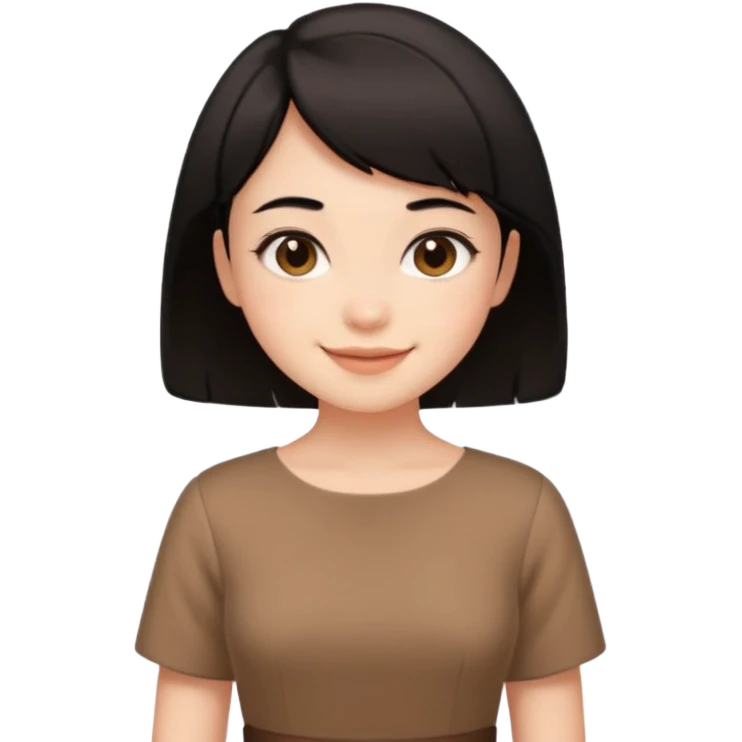 Gadis cantik, lucu, rambut pendek warna hitam, baju coklat aesthetic  emoji