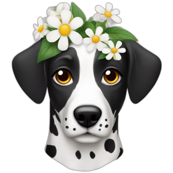 Dalmata with flowers emoji
