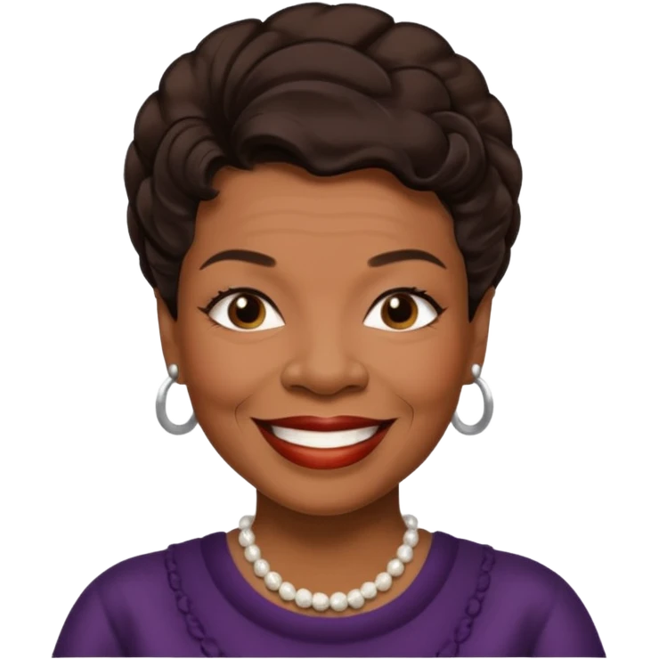 Maya Angelou with dark brown hair emoji