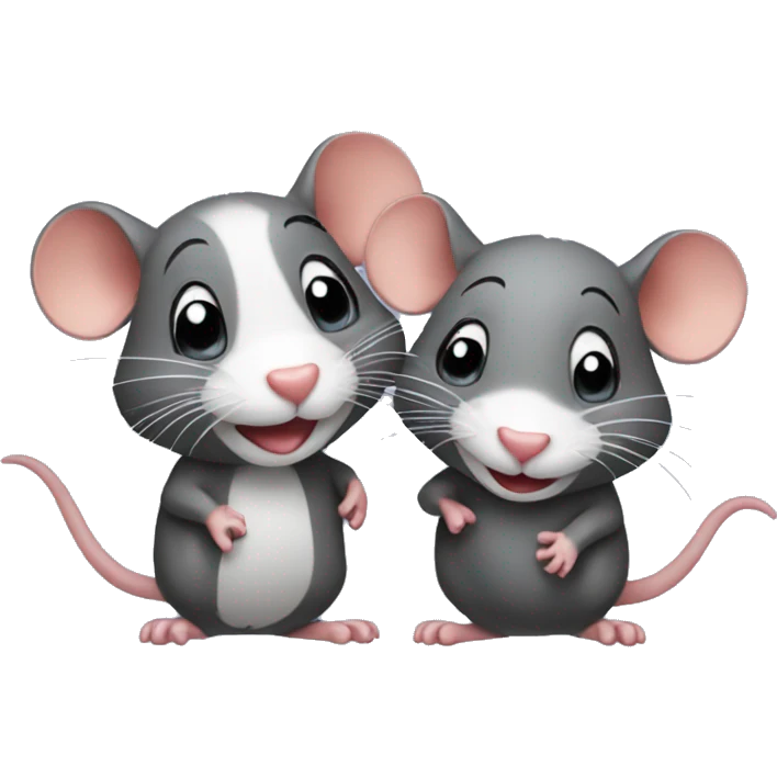 Two rats in love smiling emoji