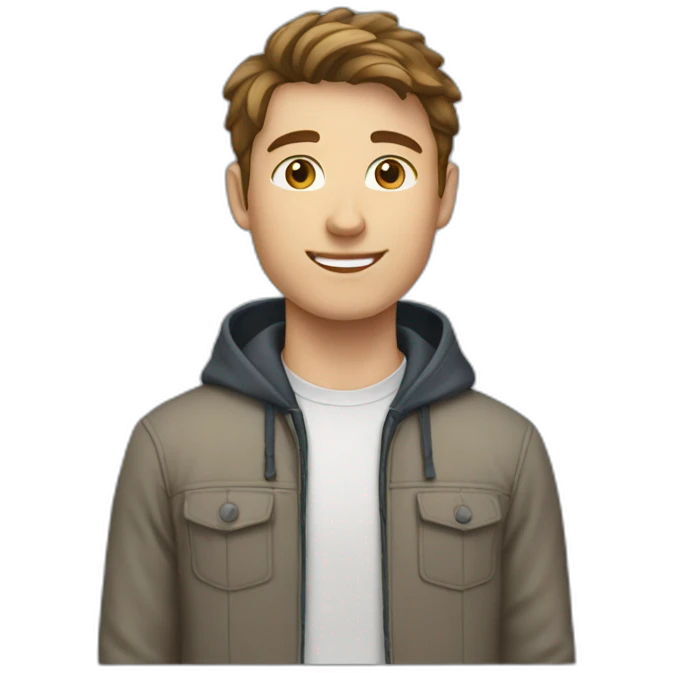 a white male student with short brown hair with hairstyle French crop emoji