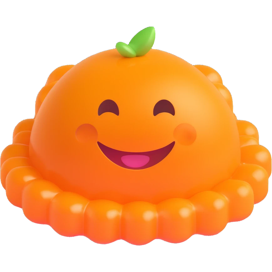 orange jelly with a smile, fun friendly style emoji