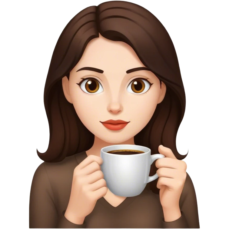 brunette woman drinking coffee emoji