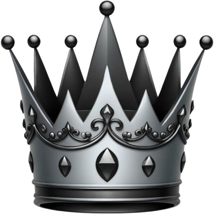 crown full black and grey dark style emoji