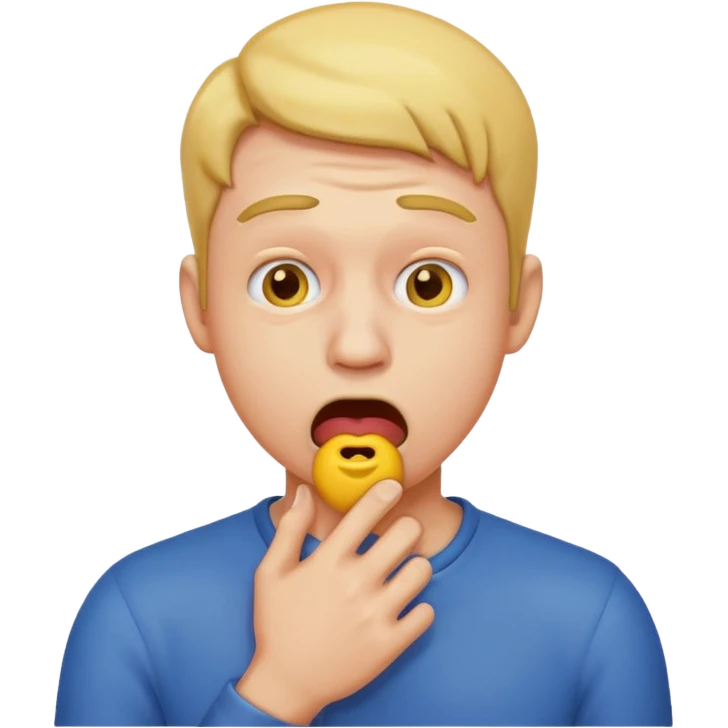 A guy choking himself as an emoji emoji