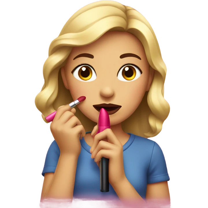 Girl putting on lipstick emoji