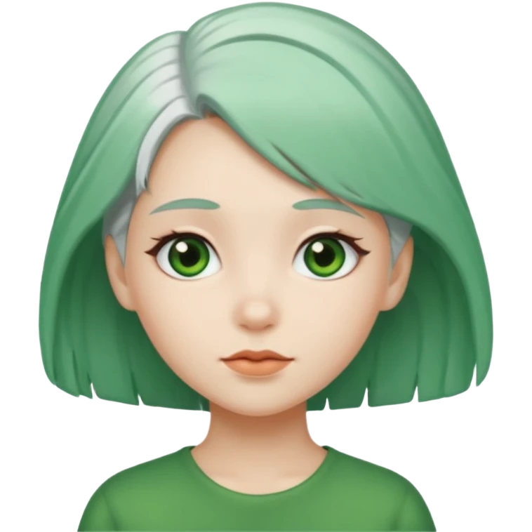 girl with white hair green hair clip emoji