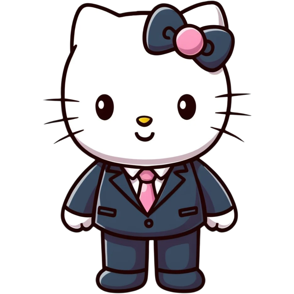 Hello Kitty in business attire working emoji