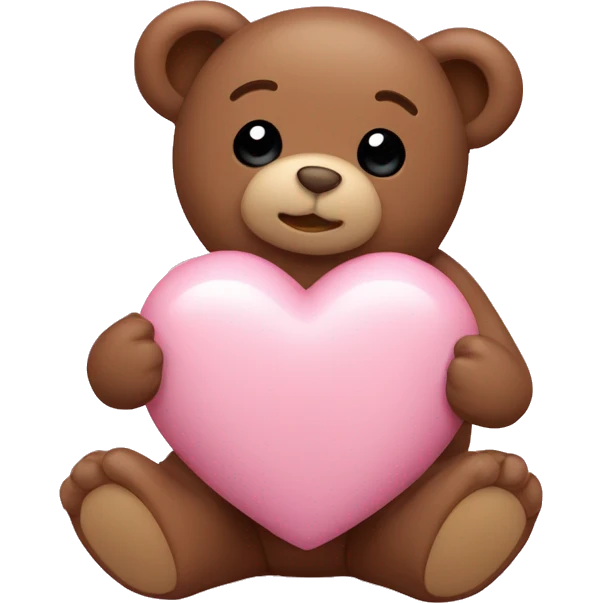 Baby pink heart with a baby brown teddy bear emoji