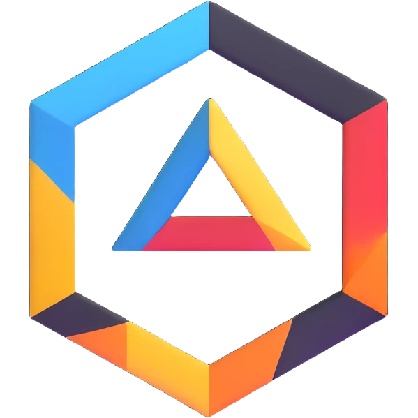 blue and white minimalist 3D geometric logo emoji
