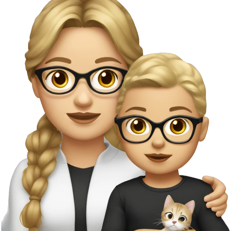 girl with brown hair blonde highlights and cat eye glasses with baby girl emoji