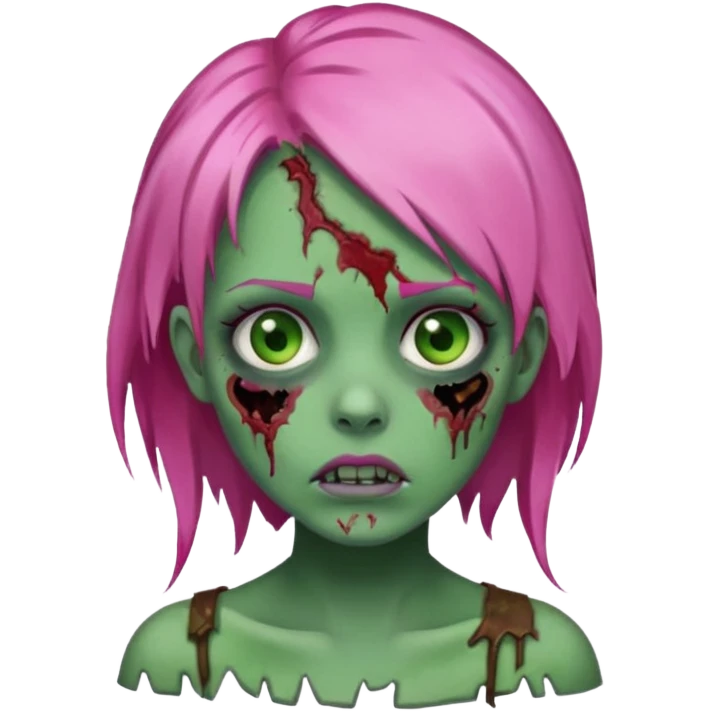 zoombie girl pink hair, green skin emoji