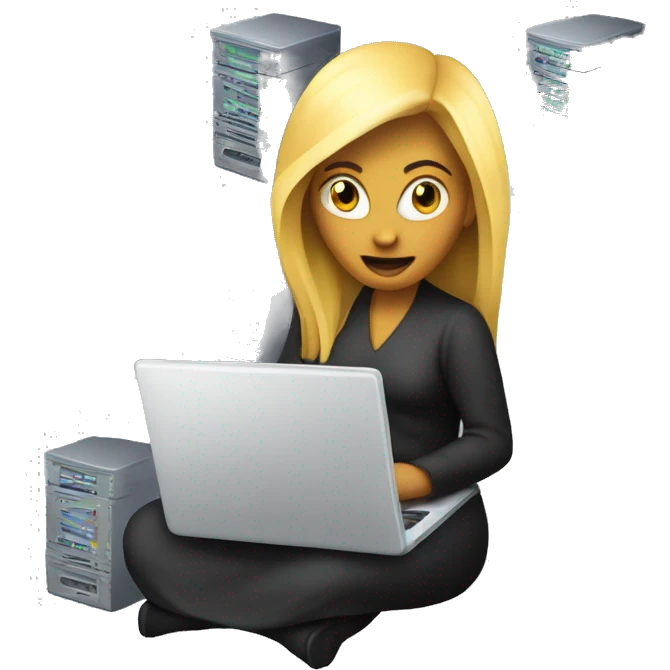 evil woman with database server laptop emoji