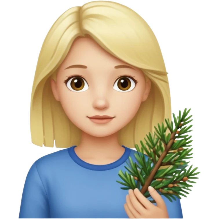 Blonde girl with small pines emoji
