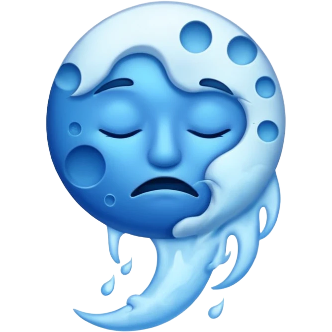 cracked sleepy moon leaking blue dream smoke emoji