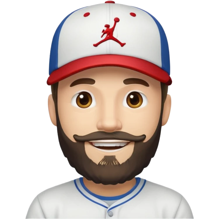 bearded guy wearing a Jordan baseball cap, emoji style, smiling emoji
