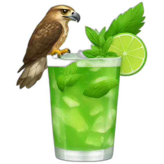 hawk drinking mojito emoji
