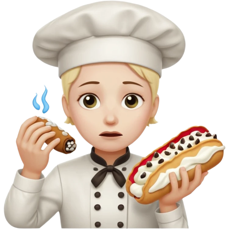 SAD SAD crying overworked pastry chef with cannoli emoji