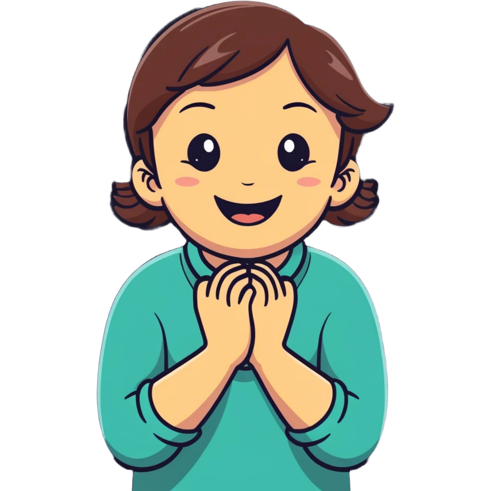girl hands crossed holding neck and laughing  emoji