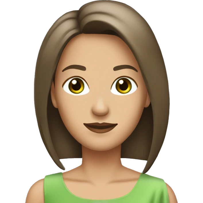 pretty 40 year old woman with grass green eyes and shoulder length straight brown hair diamond tiara emoji