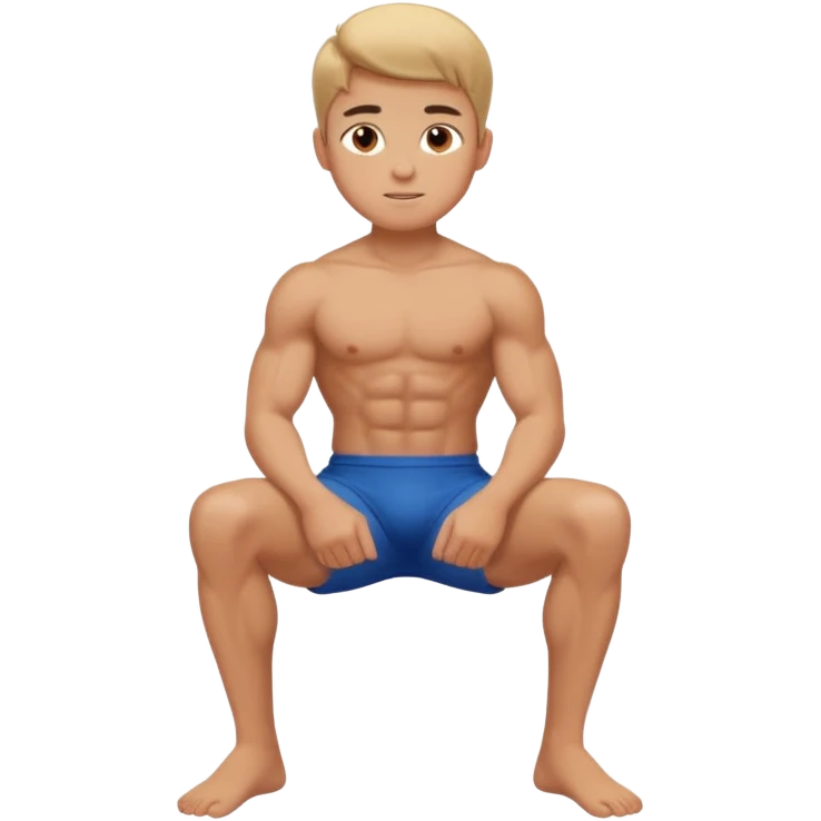 Younger boy buff leg sit emoji