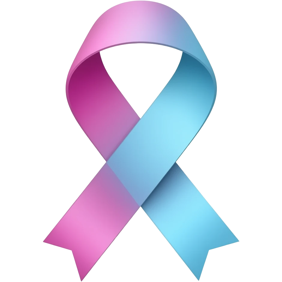 Ribbon, left side pink, right side light blue emoji