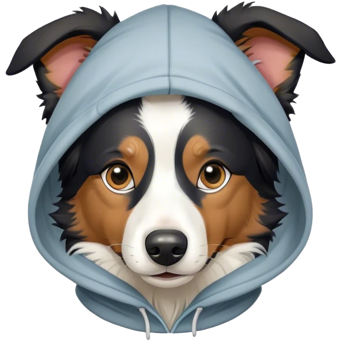 Border collie wearing a hoodie  emoji