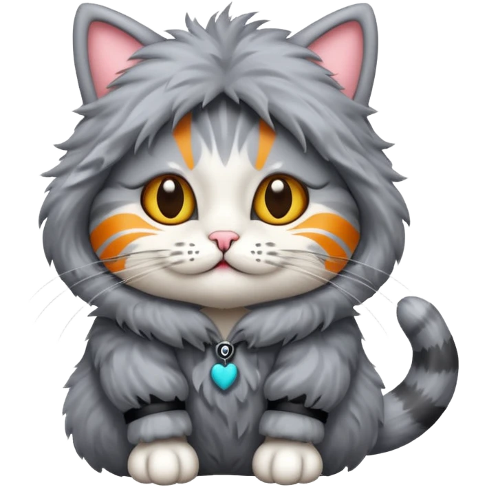 gray cat with funny costume emoji