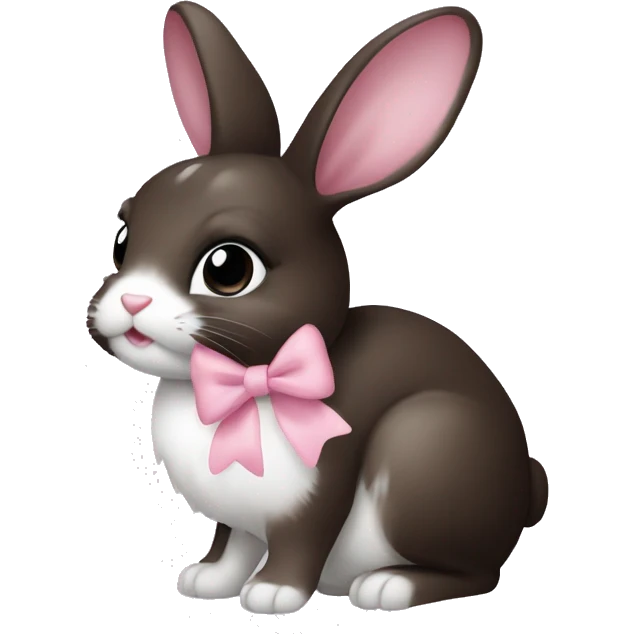 Bunny (Brown black white) with a Baby Pink bow emoji