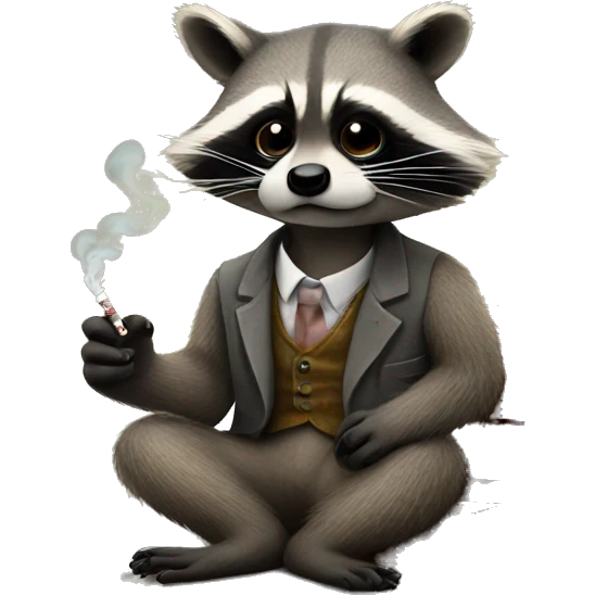 Raccoon smoking a cigarette emoji