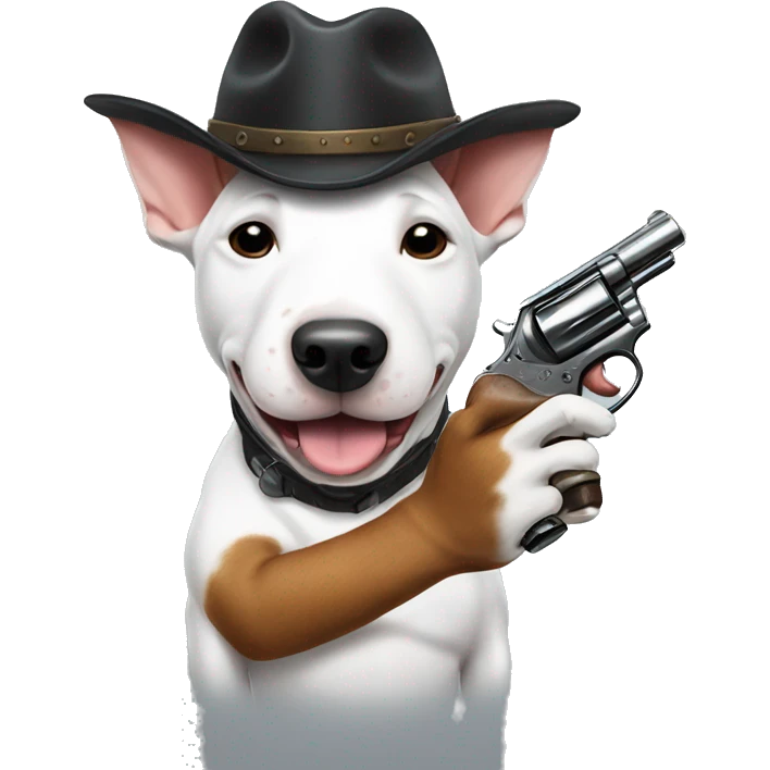 Bull terrier with revolver  emoji
