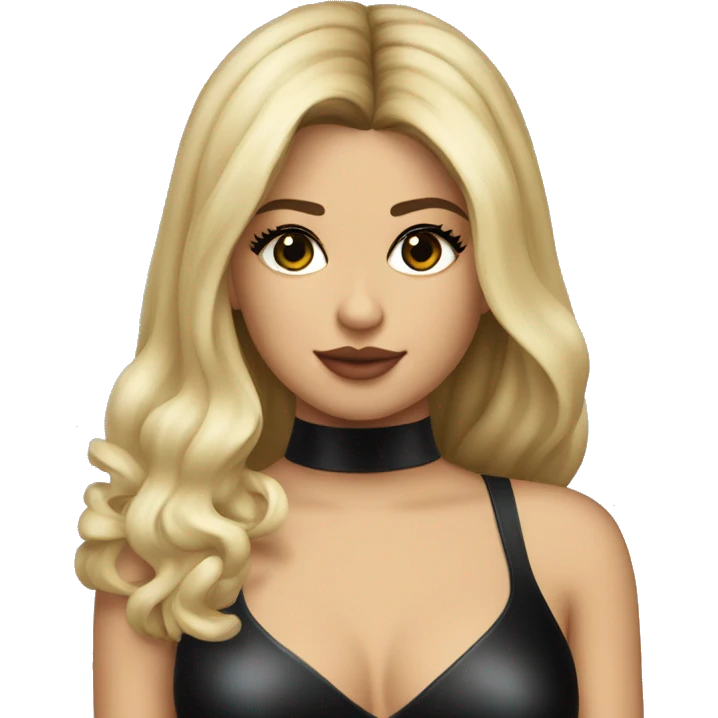 Selena Gomez blonde haired black latex dress emoji