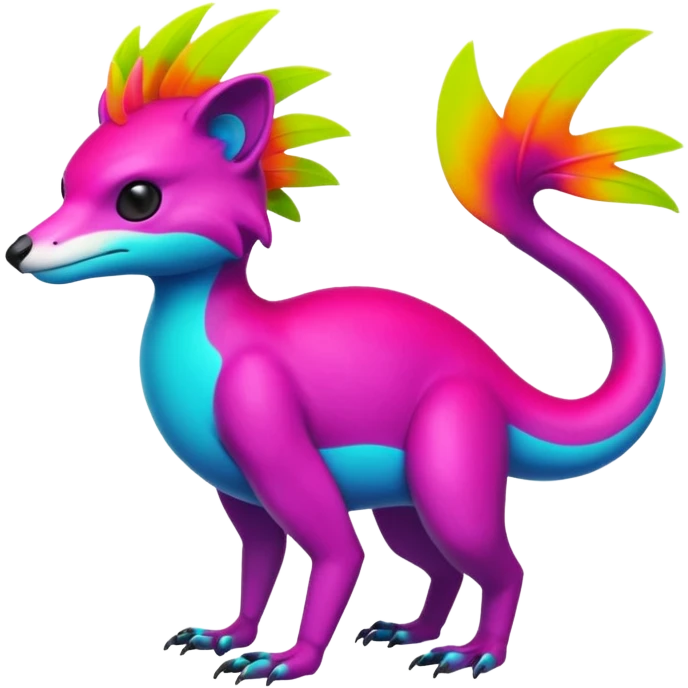 Multi-colored, neon-colored, randomly-colored Toxic Tropical Fionbri-Falvie-Vernid-Fakémon-creature (full body) emoji