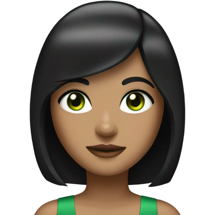 girl with black bob and green eyes emoji