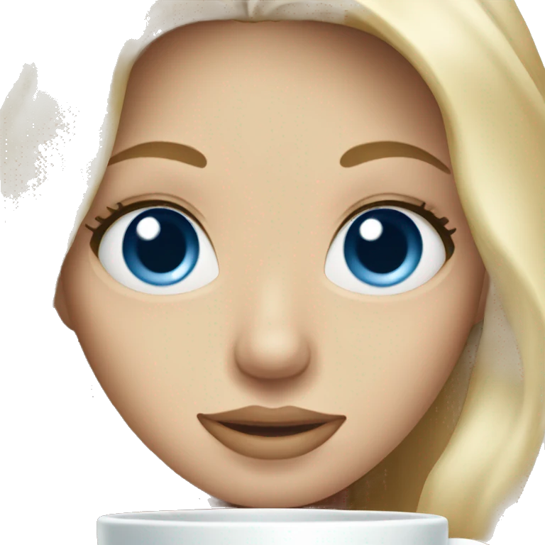 long blonde hair blue eyed girl holding coffee emoji
