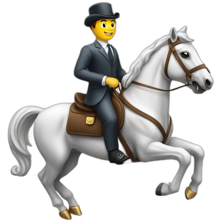 banker sitting on the white horse galloping emoji