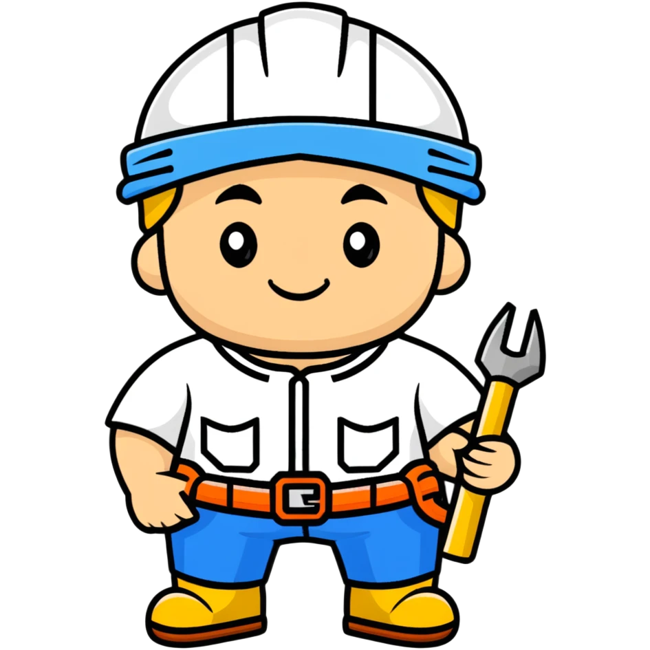 Ukrainian builder in traditional embroidered vyshyvanka shirt with construction helmet and tools emoji